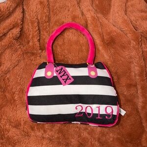 NYX 2019 Makeup Bag Plush Pillow Striped Pink Black Novelty